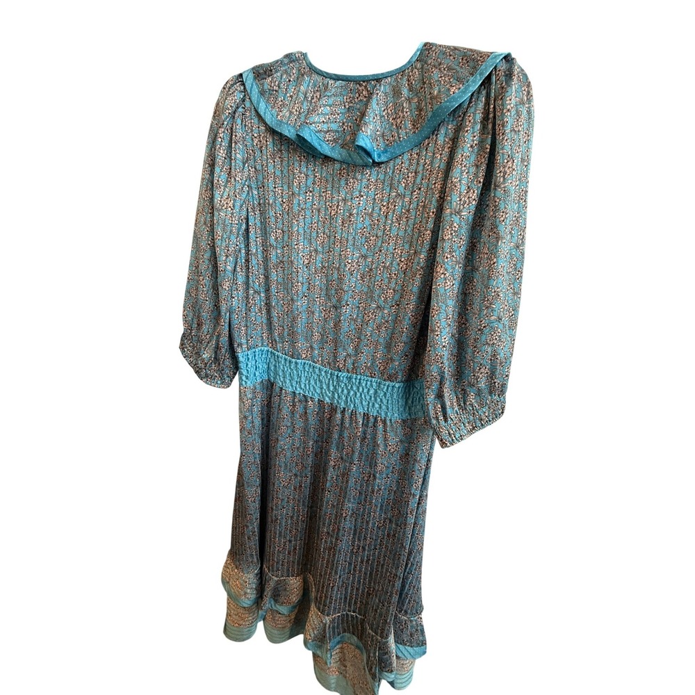 VTG 1980s Diane Freis Original Georgette Floral Blue Loose Midi Dress Retro - Picture 6 of 8